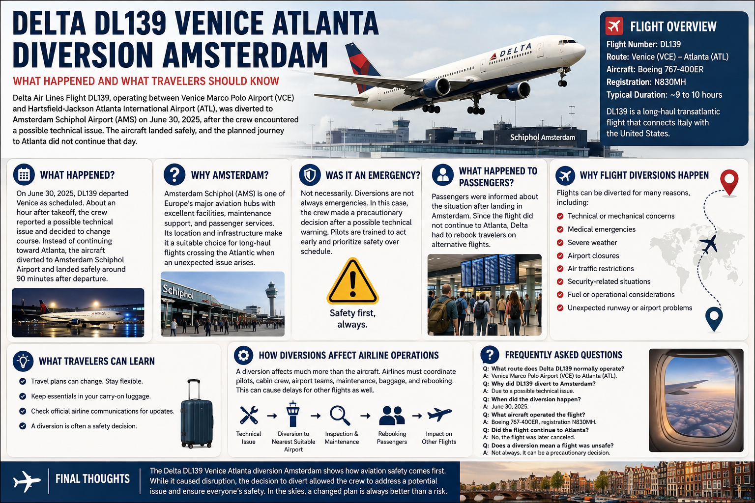 Delta DL139 Venice Atlanta Diversion Amsterdam